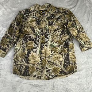 Master Sportsman Youth‎ L Camo Button Up Shirt Long Sleeve Hunting Button Brown